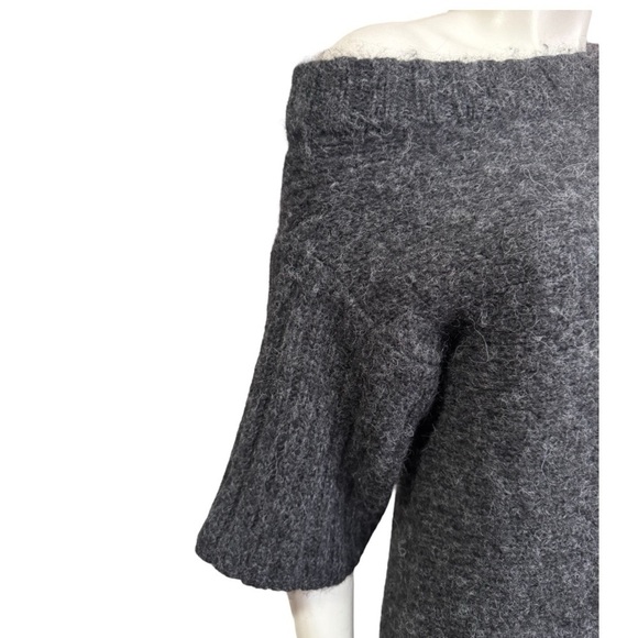 JARBO alpaca merino sweater deconstructed asymmetrical gray off shoulder medium - Picture 10 of 17